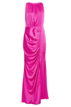 Quiz Pink Satin Ruched Maxi Dress Best