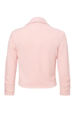 Quiz Shawl Collar Crop Jacket Pink Online