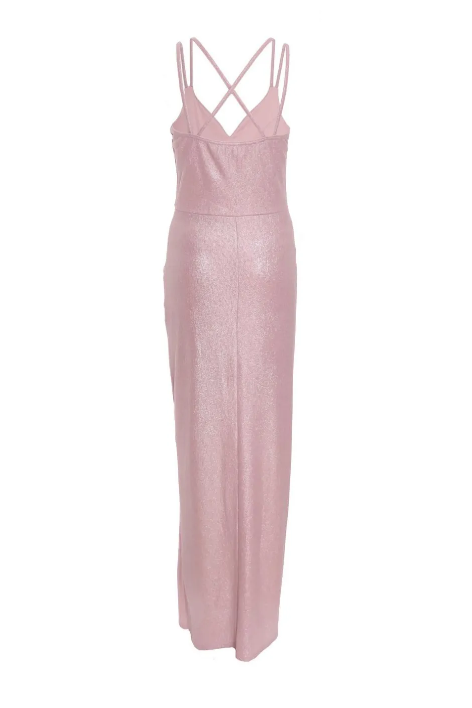 Quiz Pink Shimmer Ruched Maxi Dress Hot