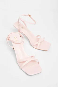 Quiz Strappy Flared Heels Pink Clearance