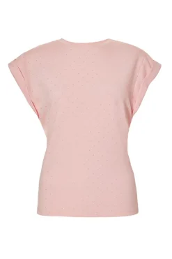 Quiz Stud Detail Top Pink