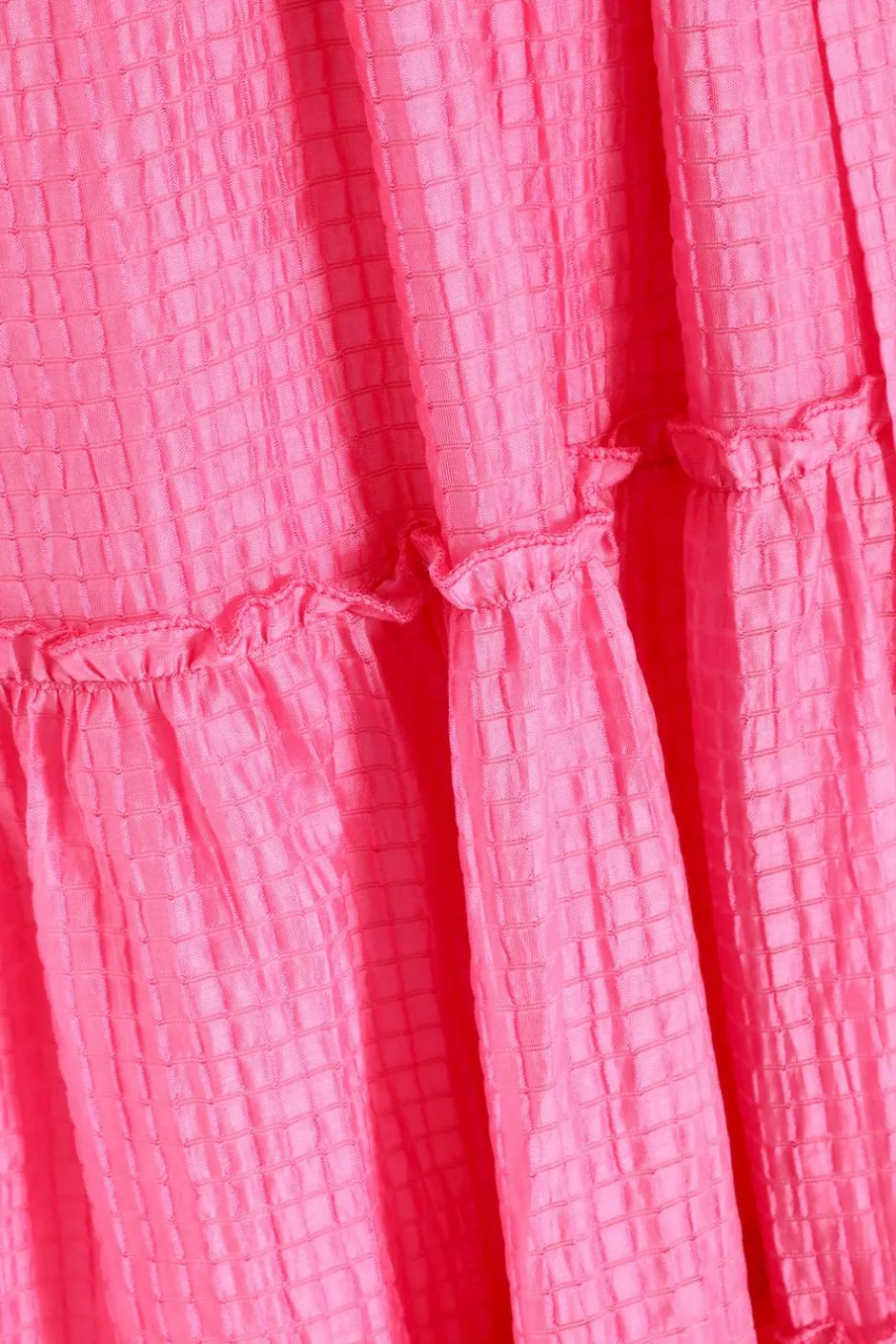 Quiz Pink Textured Frill Skater Midi Dress Outlet