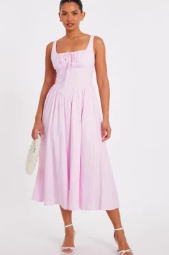 Quiz Pink Textured Midaxi Dress Outlet