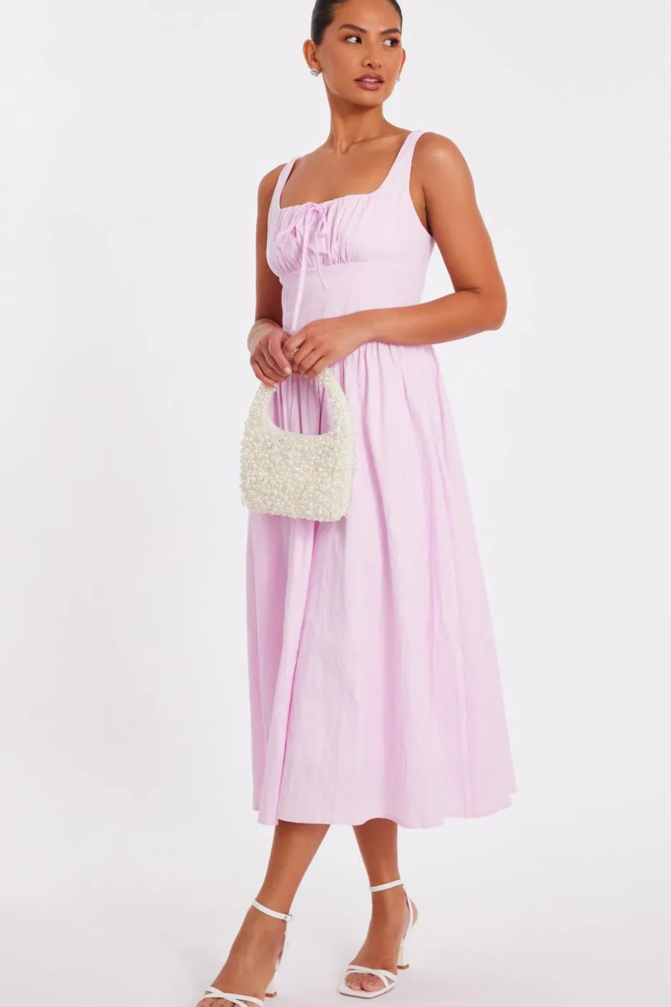 Quiz Pink Textured Midaxi Dress Outlet
