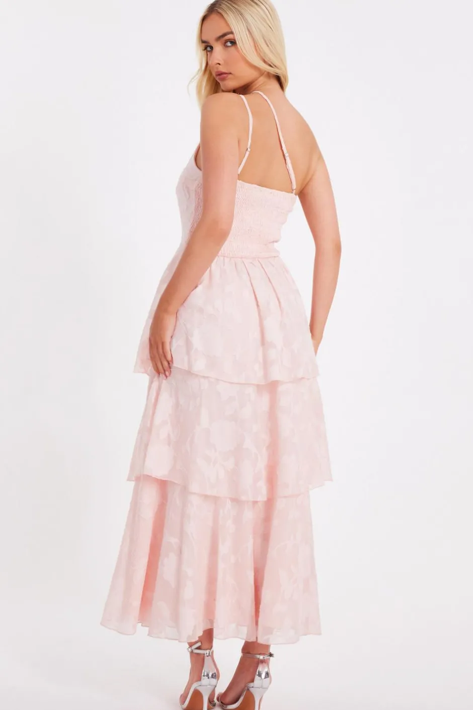 Quiz Pink Tiered Maxi Dress Pale Pink Best