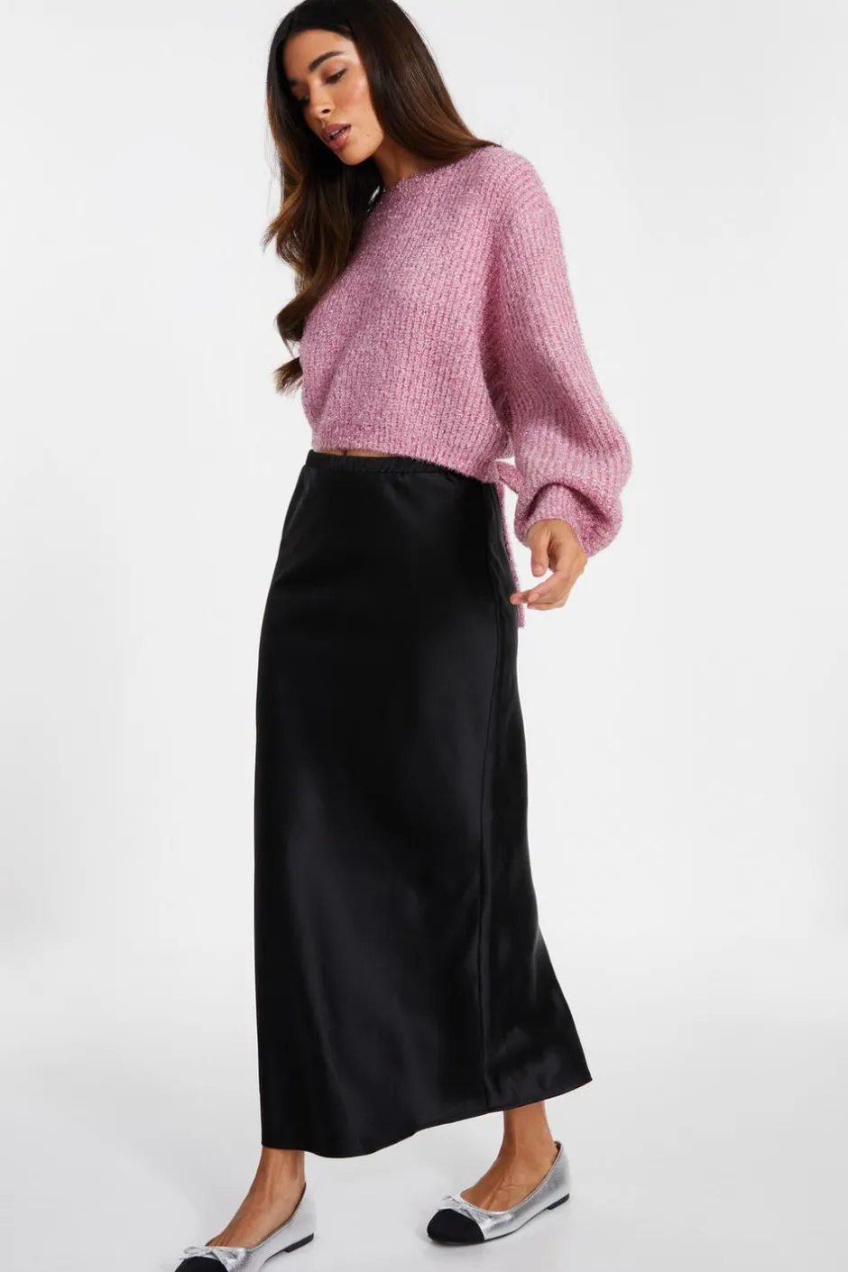 Quiz Pink Tinsel Knit Jumper Online