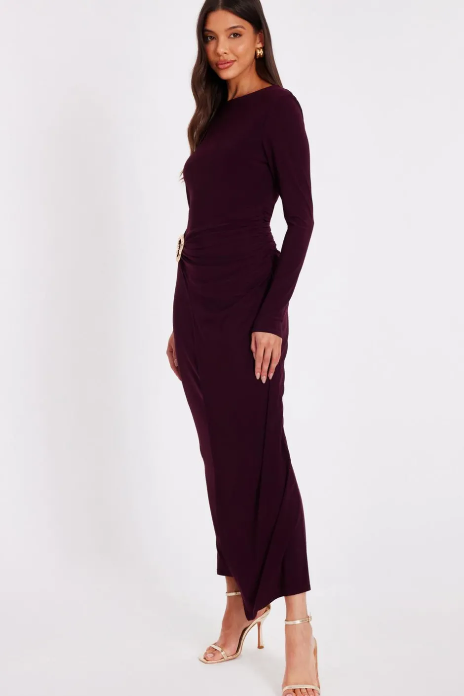 Quiz Plum Buckle Midaxi Dress Online