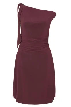 Quiz Plum Tie Shoulder Mini Dress Sale