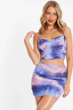 Quiz Purple Mesh Tie Dye Skirt Sale