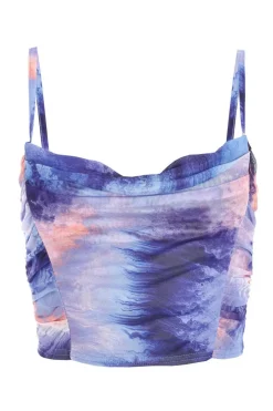 Quiz Purple Mesh Tie Dye Top