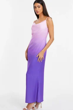 Quiz Purple Satin Ombre Slip Maxi Dress Online