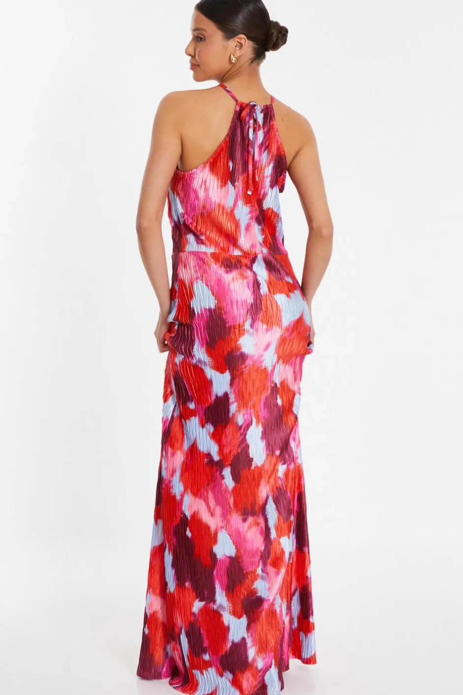 Quiz Red Abstract Print Pleated Maxi Dress Discount