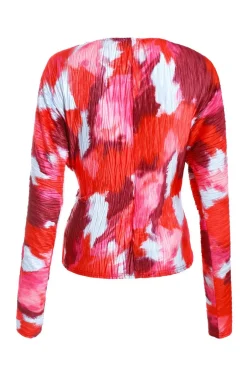 Quiz Red Abstract Wrap Top Outlet