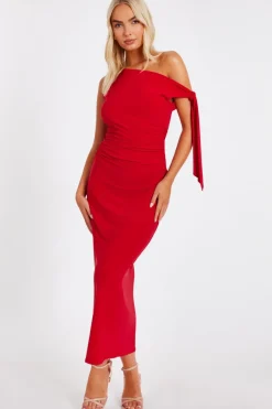 Quiz Red Asymmetric Midaxi Dress Discount
