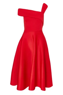 Quiz Asymmetric Midi Dress Red Clearance