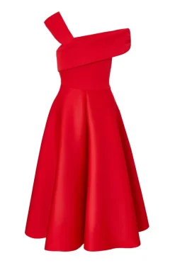 Quiz Asymmetric Midi Dress Red Clearance