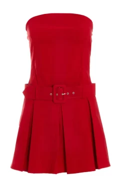Quiz Red Bandeau Belted Playsuit Discount
