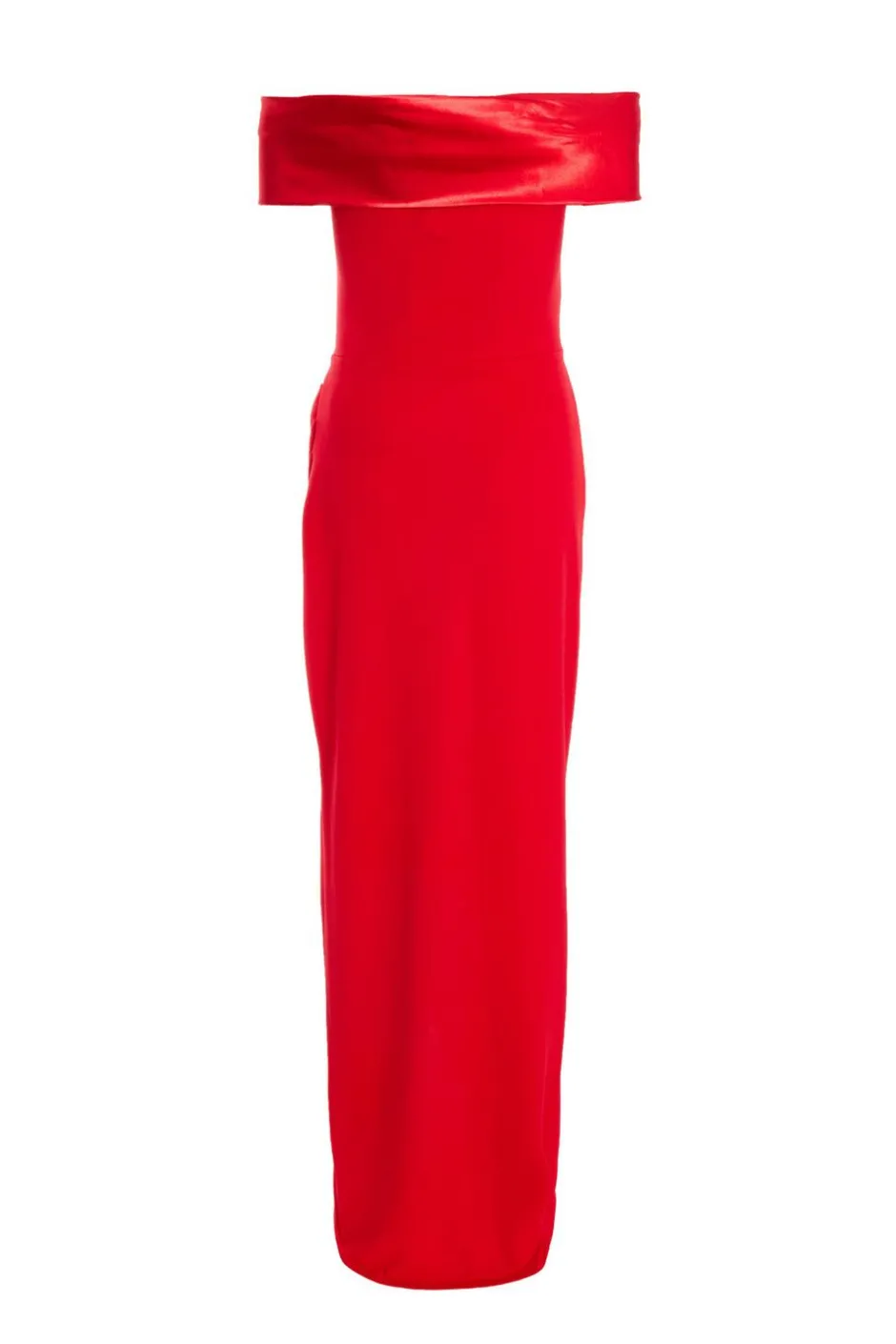 Quiz Red Bardot Ruched Maxi Dress Discount