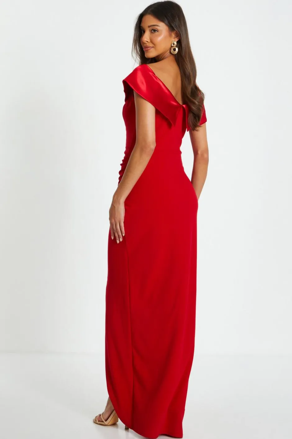 Quiz Red Bardot Wrap Maxi Dress Best