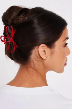Quiz Bow Hair Claw Red Hot