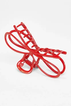 Quiz Bow Hair Claw Red Hot