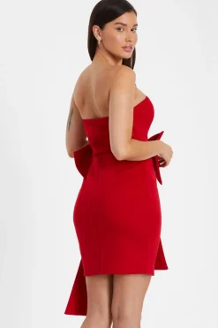 Quiz Red Bow Strapless Bodycon Dress Outlet