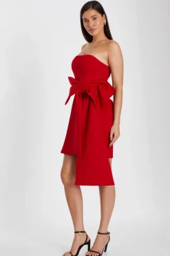 Quiz Red Bow Strapless Bodycon Dress Outlet