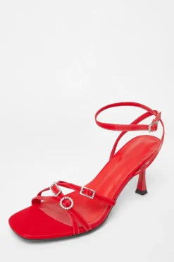 Quiz Buckle Strap Heels Red