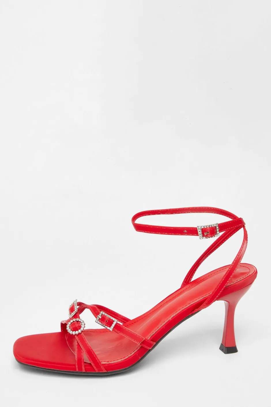 Quiz Buckle Strap Heels Red