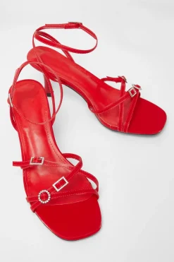 Quiz Buckle Strap Heels Red
