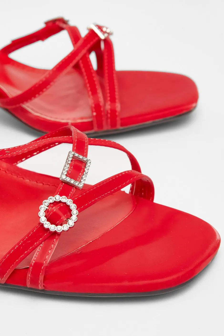 Quiz Buckle Strap Heels Red