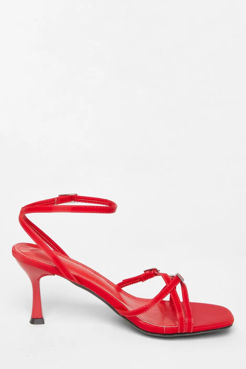 Quiz Buckle Strap Heels Red