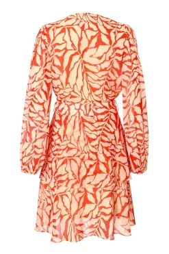 Quiz Red Chiffon Floral Skater Dress Hot