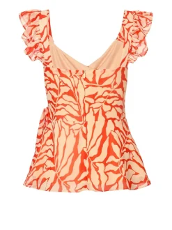 Quiz Red Chiffon Floral Tie Top Hot