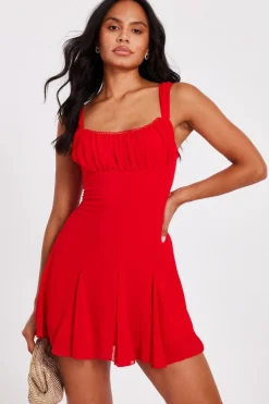 Quiz Red Chiffon Ruched Mini Dress Best