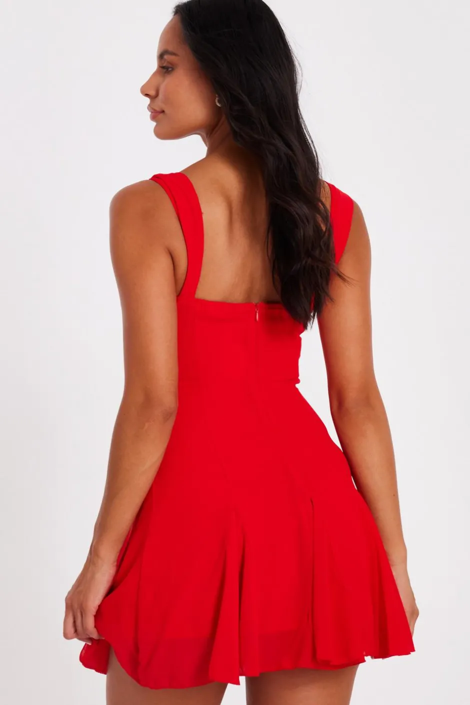 Quiz Red Chiffon Ruched Mini Dress Best