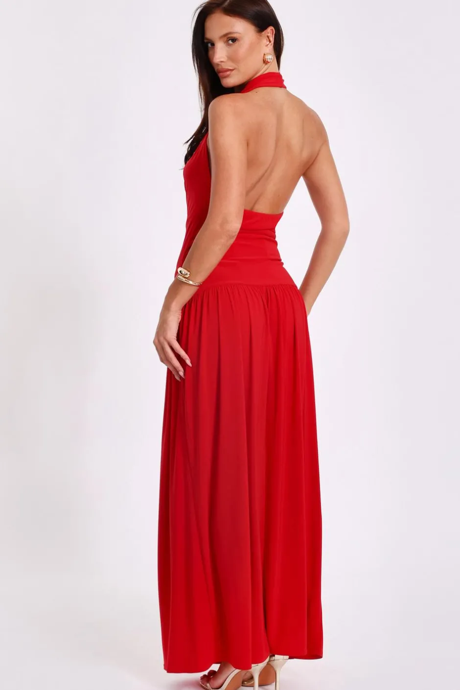 Quiz Cowl Neck Maxi Dress Red Online