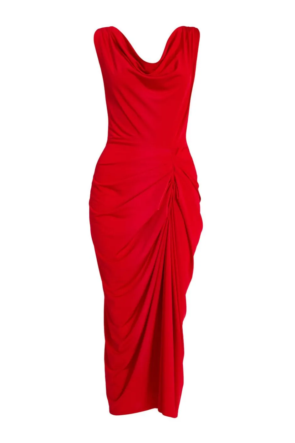 Quiz Cowl Neck Midi Dress Red Hot