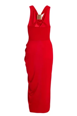 Quiz Cowl Neck Midi Dress Red Hot