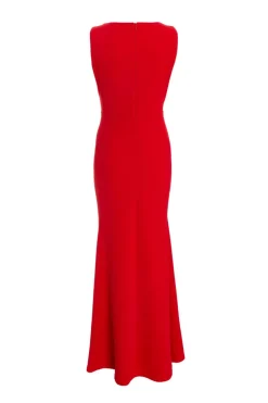 Quiz Red Diamante Trim Fishtail Maxi Dress Hot