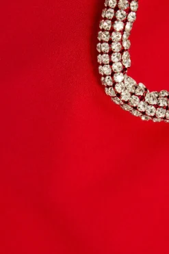 Quiz Red Diamante Trim Fishtail Maxi Dress Hot