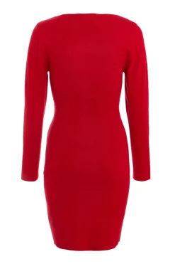 Quiz Red Diamante Trim Jumper Dress