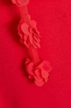 Quiz Floral Trim Midaxi Dress Red Sale