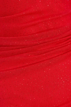 Quiz Glitter Mesh Midaxi Dress Red Online