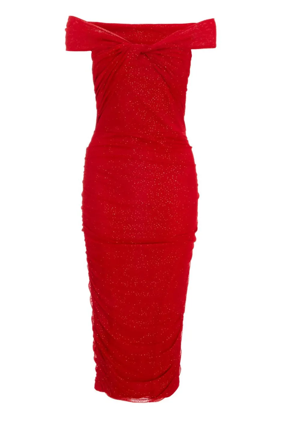 Quiz Red Glitter Mesh Midi Dress Online