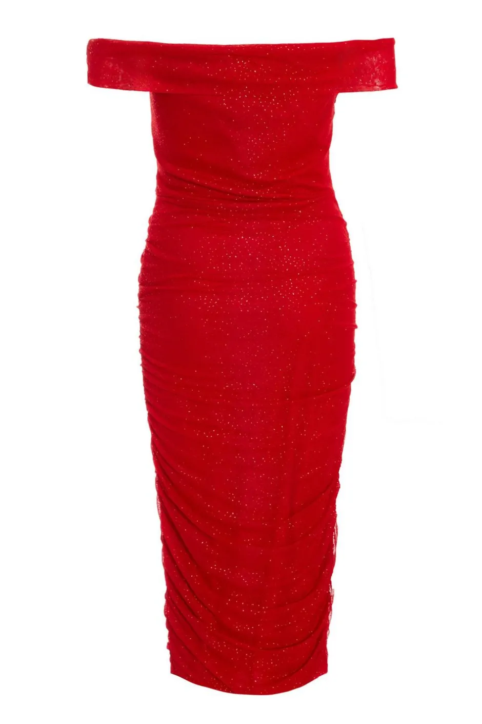 Quiz Red Glitter Mesh Midi Dress Online