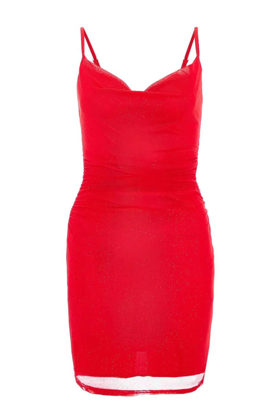 Quiz Red Glitter Mesh Mini Dress Best
