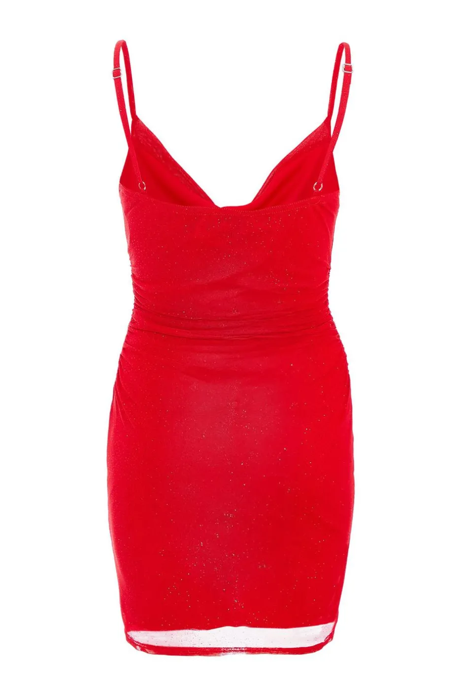 Quiz Red Glitter Mesh Mini Dress Best