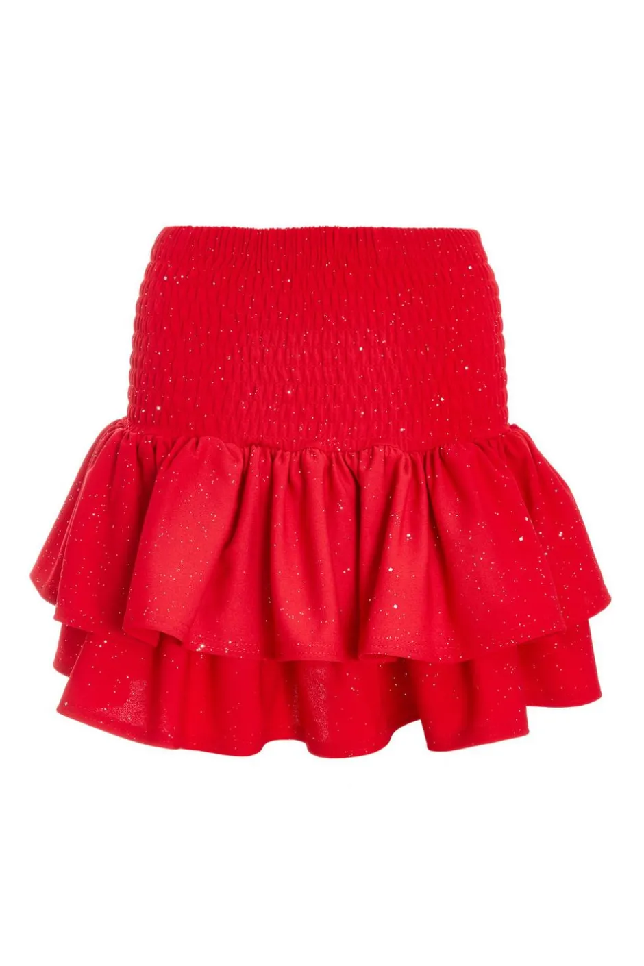 Quiz Glitter Shir Waist Skirt Red Discount