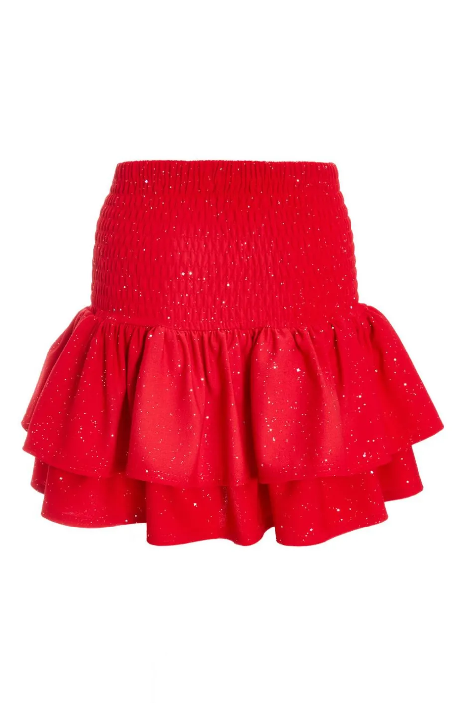 Quiz Glitter Shir Waist Skirt Red Discount